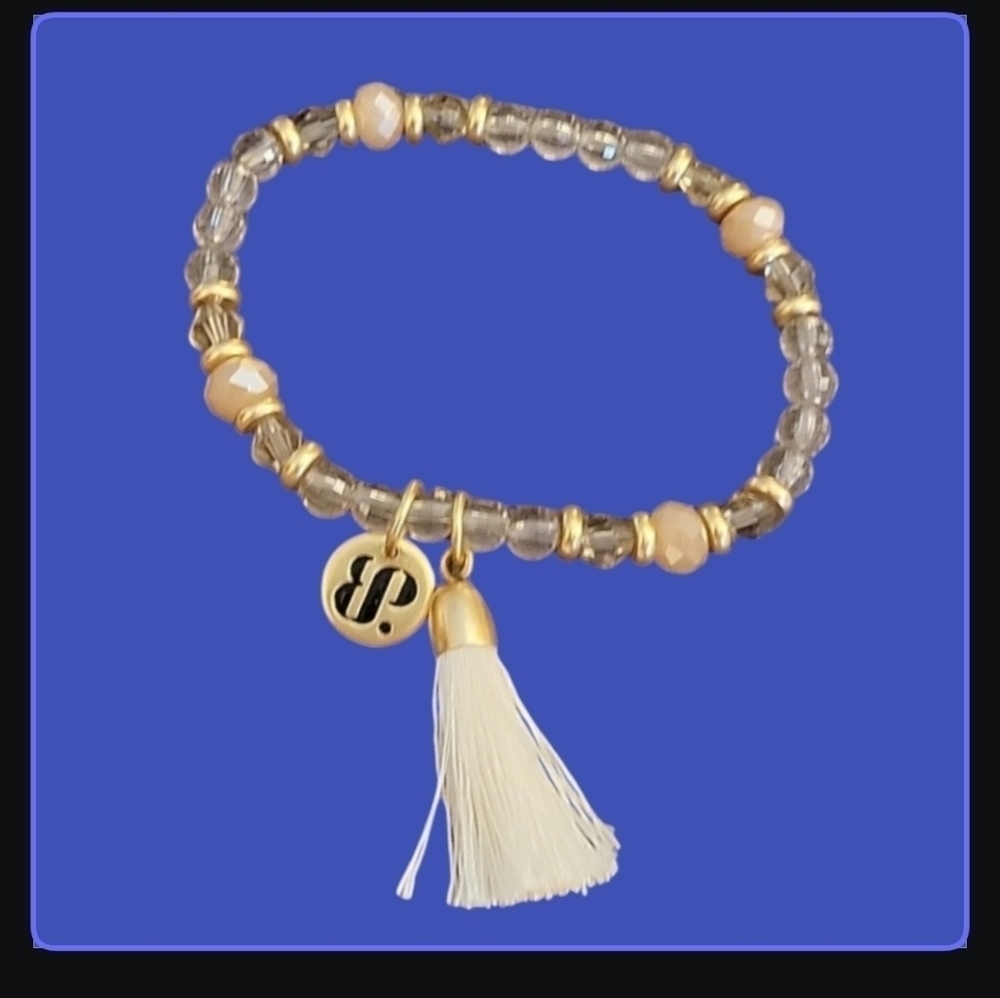 RING BOMB PARTY Crystal Beaded Tassel Stretch Bracelet
